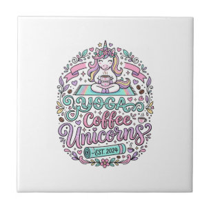 Unicorn Yoga Coffee Unicorns Stylish T-Shirt Desig Tile