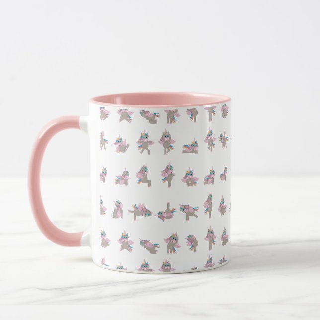 Unicorn Yoga Poses Pattern Design Mug (Left)