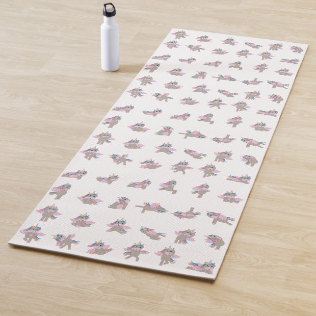 Unicorn Yoga Poses Pattern Design Yoga Mat (In Situ)