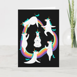 Unicorn Yoga Sun Salutation Poses Rainbow Meme  Card