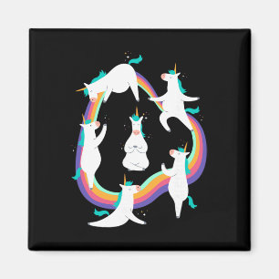 Unicorn Yoga Sun Salutation Poses Rainbow Meme  Magnet