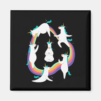 Unicorn Yoga Sun Salutation Poses Rainbow Meme  Magnet
