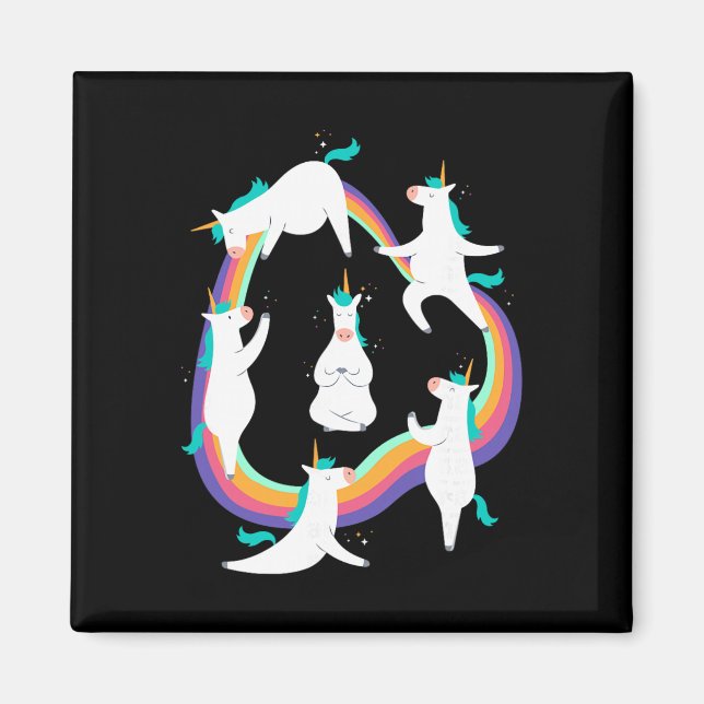 Unicorn Yoga Sun Salutation Poses Rainbow Meme  Magnet (Front)