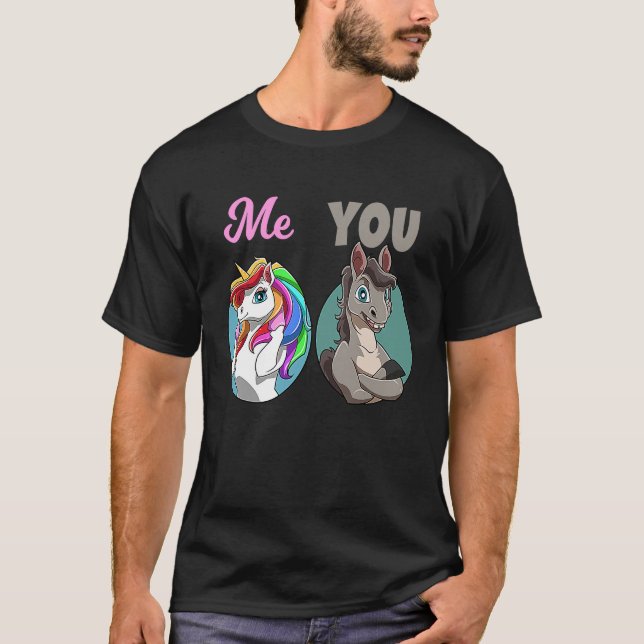 Unicorn You vs Me  Compare Rainbow T-Shirt (Front)