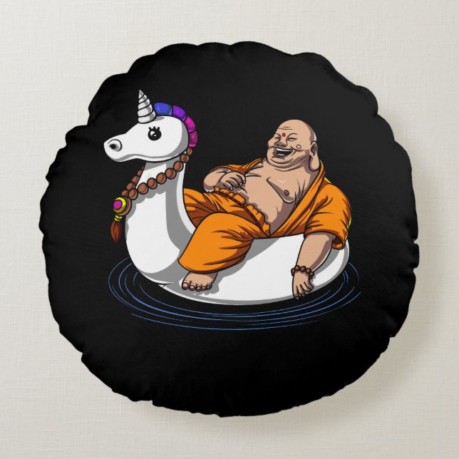 Unicorn Zen Yoga Round Pillow (Front)