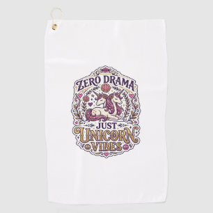 Unicorn Zero Drama Just Unicorn Vibes Stylish Whit Golf Towel