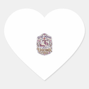 Unicorn Zero Drama Just Unicorn Vibes Stylish Whit Heart Sticker