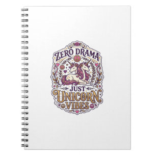 Unicorn Zero Drama Just Unicorn Vibes Stylish Whit Notebook