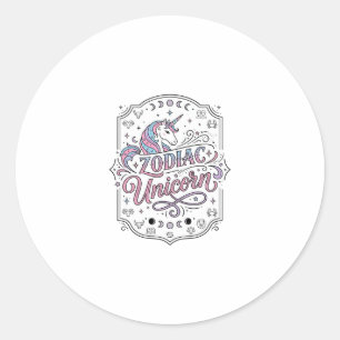 Unicorn Zodiac Unicorn Playful Cute Gift Design_1 Classic Round Sticker