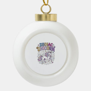 Unicorn Zodiac Unicorn Premium Vector Marketplace Ceramic Ball Christmas Ornament