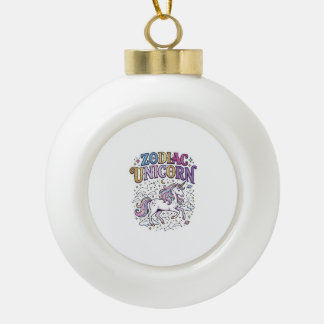 Unicorn Zodiac Unicorn Premium Vector Marketplace  Ceramic Ball Christmas Ornament