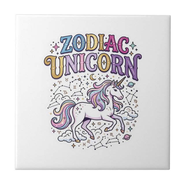 Unicorn Zodiac Unicorn Premium Vector Marketplace  Tile (Front)