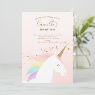 Unicorne anniversaire invitation rainbow moderne