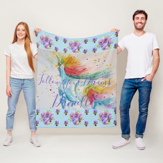 Unicorne Aquarelle Floral Girls Nom Couverture (En situation)