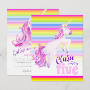 Unicorne art arc-en-ciel invitations de 5e anniver