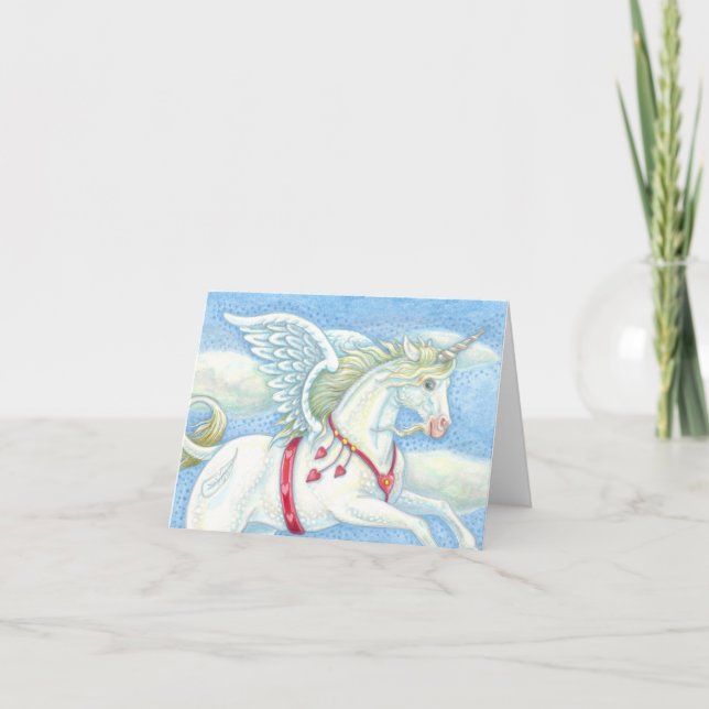 UNICORNE AUX COEURS VOLANTS, CARTE DE PEGASE EN BL (Devant)