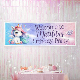 Unicorne avec ballons Bannière intérieure/extérieu