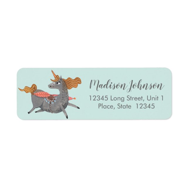 Unicorne | BABY SHOWER | Étiquettes d'adresse de r (Devant)