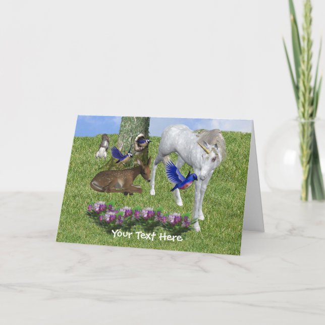 Unicorne Blanche Et Amis Carte photo Animal (Devant)