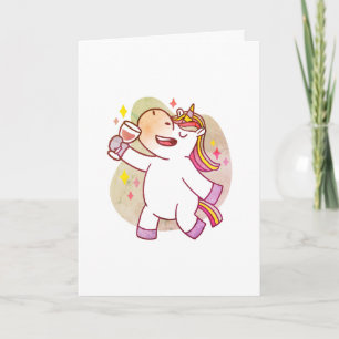 Unicorne colorée Boire Vin, Carte Anniversaire