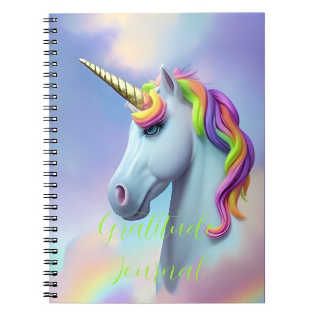 Unicorne colorée Rainbow Gratitude Journal (Devant)