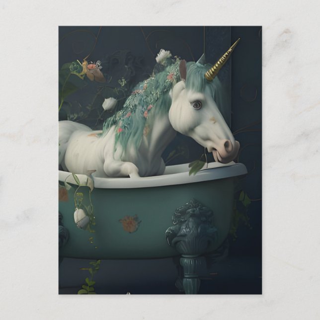 Unicorne dans la carte postale baignoire (Devant)