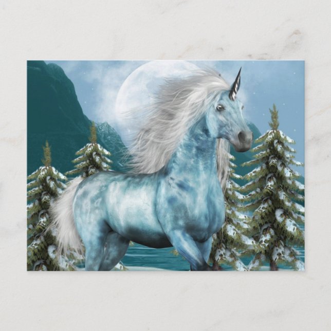 Unicorne dans la carte postale Moonlight (Devant)