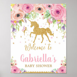 Unicorne et Fairy Baby shower Affiche de bienvenue