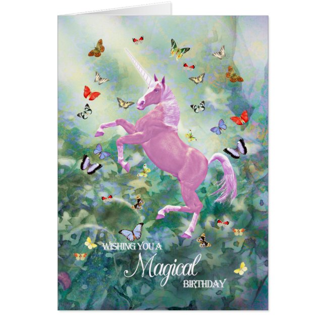 Unicorne et papillons Anniversaire (Devant)