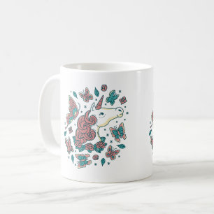 Unicorne et papillons Coffee Mug
