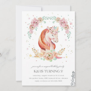 Unicorne Invitation anniversaire 5 ans