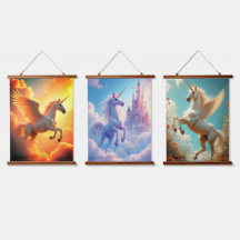 unicorne jaune Bois tapissé Tapisserie murale Un p