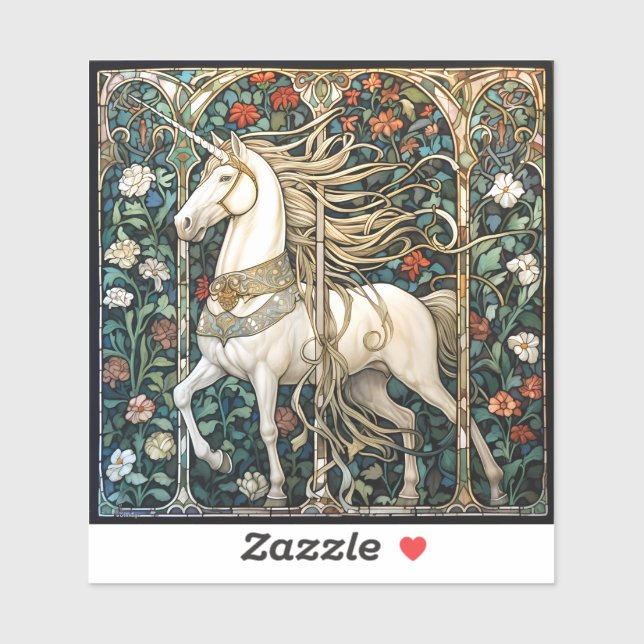 Unicorne médiévale - Sticker de serrure de fenêtre (Feuille)