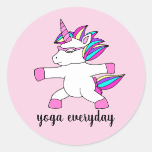 Unicorne mignonne pratique du yoga autocollant
