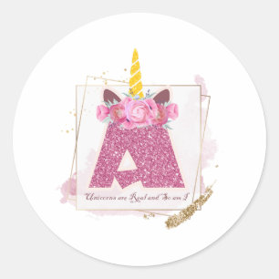 Unicorne Monogramme A Autocollants personnalisés