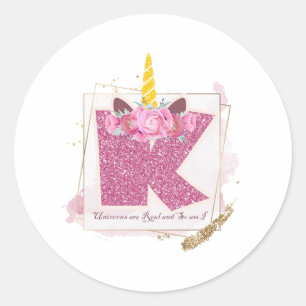 Unicorne Monogramme K Autocollants personnalisés