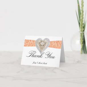 Unicorne Orange Lace Carte de remerciements