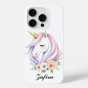 Unicorne personnalisée coque iphone floral 15 pro