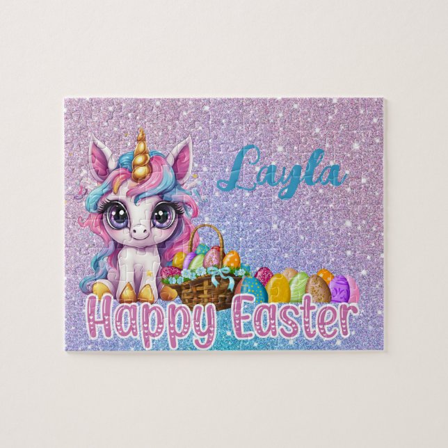 Unicorne personnalisée Nom de l'enfant Puzzle de P (Horizontal)