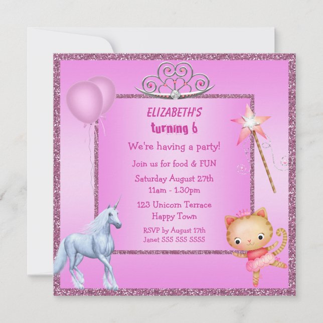 Unicorne, Princesse Kitty, Tiara et Invitations d' (Devant)