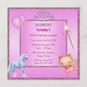 Unicorne, Princesse Kitty, Tiara et Invitations d'