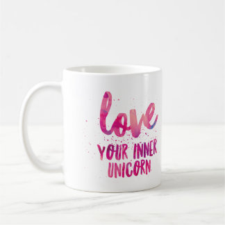 Unicorne rose 'Aimez votre licorne interne' mug