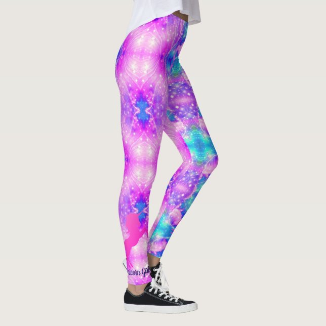 Unicorne rose Nom personnalisé Leggings Yoga Panta (Droite)
