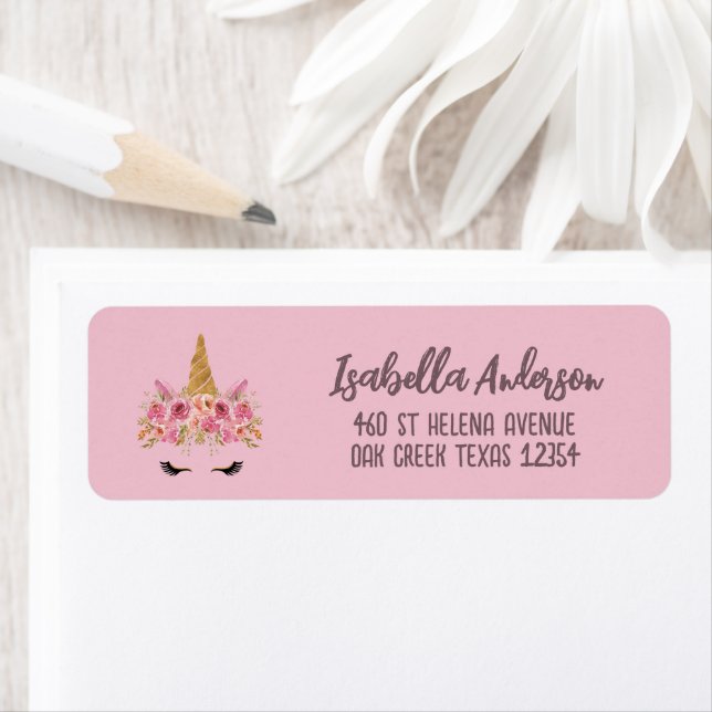 Unicorne rose Parties scintillant florale (En situation)