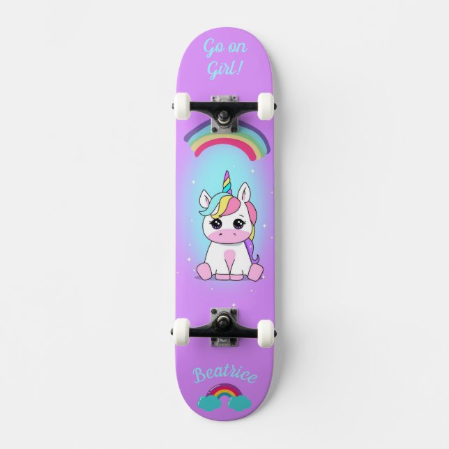 Unicorne sur skateboard avec légendes personnalisé (Recto)
