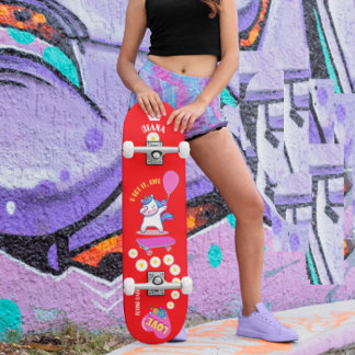 Unicorne sur skateboard avec légendes personnalisé