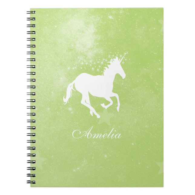 Unicorne verte Carnet personnalisé (Devant)
