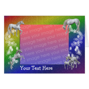 Unicornes blanches Carte photo de couleurs arc-en-