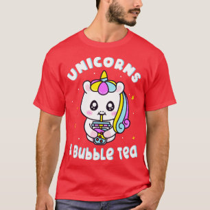 Unicorns And Bubble Tea Chibi Cute Unicorn T-Shirt