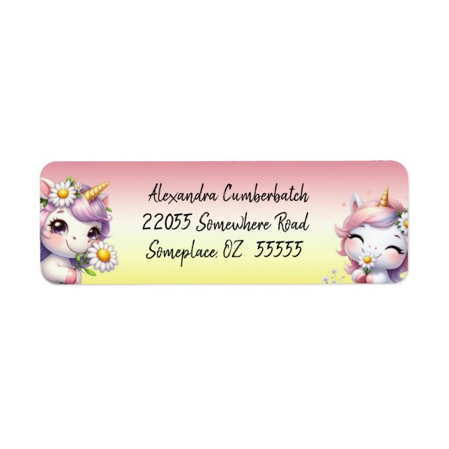 Unicorns and Daisies, Cute Address (Front)